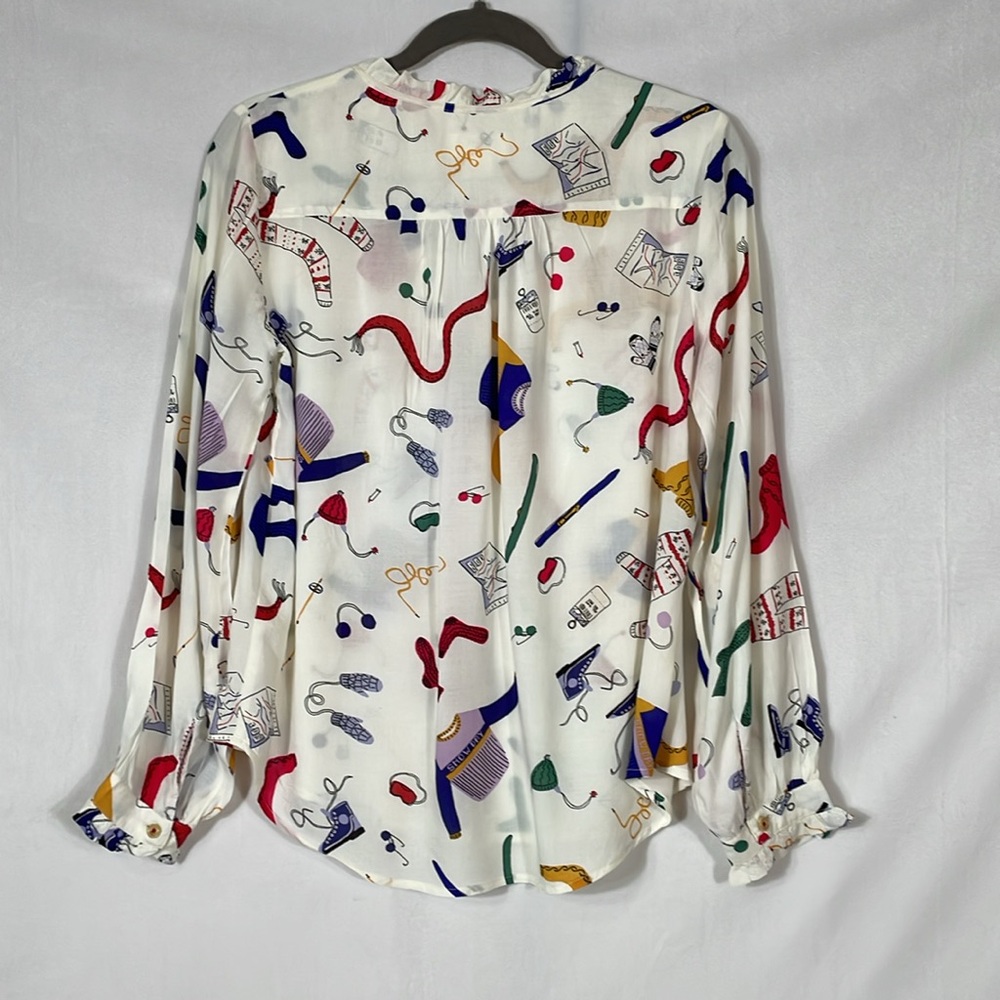 Anthropologie Maeve Marisol Ruffled Ski Blouse Top Size 2 EUC - Picture 4 of 12